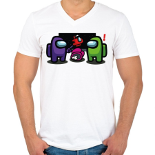 PRINTFASHION Among us - Impostor ! - Férfi V-nyakú póló - Fehér férfi póló