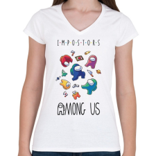 PRINTFASHION Among us - impostors among us - Női V-nyakú póló - Fehér női póló