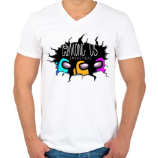 PRINTFASHION Among us impostors hole  - Férfi V-nyakú póló - Fehér