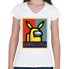 PRINTFASHION Among us Impotchu - Női V-nyakú póló - Fehér női póló