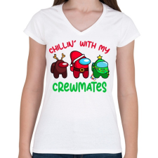 PRINTFASHION Among Us - Karácsony - Női V-nyakú póló - Fehér női póló