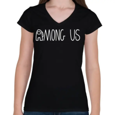 PRINTFASHION Among us logo - Női V-nyakú póló - Fekete