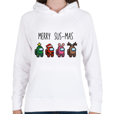 PRINTFASHION Among us merry sus-mas - Női kapucnis pulóver - Fehér női pulóver, kardigán