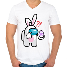 PRINTFASHION Among Us Nyuszi - Férfi V-nyakú póló - Fehér