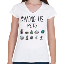 PRINTFASHION Among us pets - Női V-nyakú póló - Fehér női póló