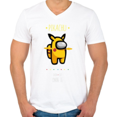 PRINTFASHION Among us Pikachu 2 premium skin set - Férfi V-nyakú póló - Fehér