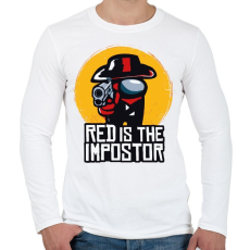PRINTFASHION Among us Red is the impostor - Férfi hosszú ujjú póló - Fehér