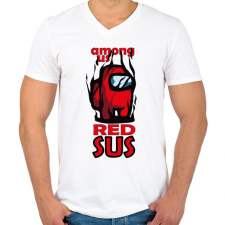 PRINTFASHION Among us red sus - Férfi V-nyakú póló - Fehér férfi póló