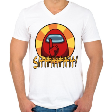 PRINTFASHION Among us SHHHHHH! - Férfi V-nyakú póló - Fehér