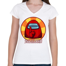 PRINTFASHION Among us - Shhhhhh! - Női V-nyakú póló - Fehér