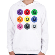 PRINTFASHION Among us - Színes crewmates - Gyerek kapucnis pulóver - Fehér gyerek pulóver, kardigán