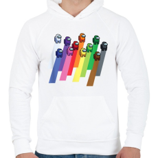 PRINTFASHION Among Us - Színes minta - Férfi kapucnis pulóver - Fehér