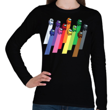 PRINTFASHION Among Us - Színes minta - Női hosszú ujjú póló - Fekete női póló