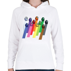 PRINTFASHION Among Us - Színes minta - Női kapucnis pulóver - Fehér