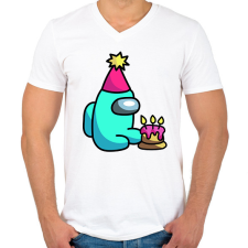 PRINTFASHION among us születésnap - Férfi V-nyakú póló - Fehér férfi póló