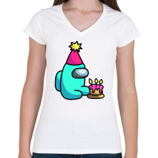 PRINTFASHION among us születésnap - Női V-nyakú póló - Fehér