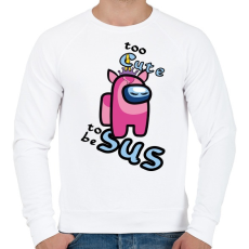 PRINTFASHION Among us too cute to be sus unicorn - Férfi pulóver - Fehér