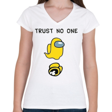 PRINTFASHION Among us Trust no one - Női V-nyakú póló - Fehér