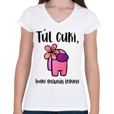 PRINTFASHION Among Us - Túl cuki, hogy gyanús legyen - Női V-nyakú póló - Fehér női póló