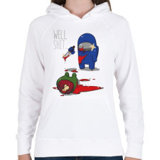 PRINTFASHION Among us - well shit - Női kapucnis pulóver - Fehér női pulóver, kardigán