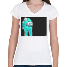 PRINTFASHION Among us WTF - Női V-nyakú póló - Fehér női póló