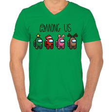 PRINTFASHION Among us xmas - Férfi V-nyakú póló - Zöld