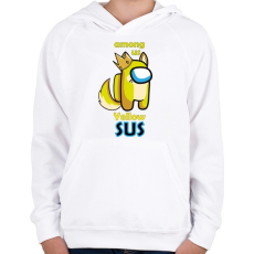 PRINTFASHION Among us Yellow sus  - Gyerek kapucnis pulóver - Fehér
