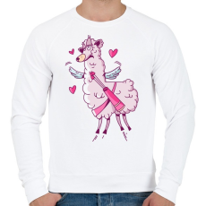 PRINTFASHION Ámor Láma szerelem - Férfi pulóver - Fehér