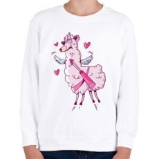 PRINTFASHION Ámor Láma szerelem - Gyerek pulóver - Fehér