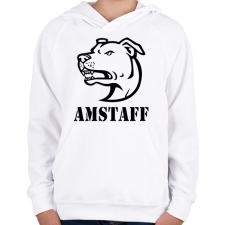 PRINTFASHION Amstaff 02 - Gyerek kapucnis pulóver - Fehér gyerek pulóver, kardigán