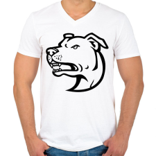 PRINTFASHION Amstaff - Férfi V-nyakú póló - Fehér férfi póló