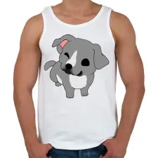 PRINTFASHION Amstaff/pitbull kutyus (szürke) - Férfi atléta - Fehér atléta, trikó