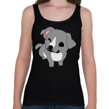 PRINTFASHION Amstaff/pitbull kutyus (szürke) - Női atléta - Fekete női trikó