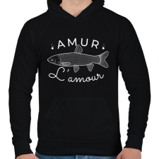 PRINTFASHION Amur Lamour White-02 - Férfi kapucnis pulóver - Fekete férfi pulóver, kardigán