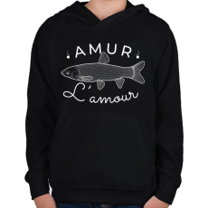 PRINTFASHION Amur Lamour White-02 - Gyerek kapucnis pulóver - Fekete