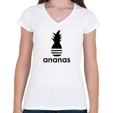PRINTFASHION Ananas - Parody - Női V-nyakú póló - Fehér