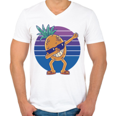 PRINTFASHION Ananász dab - Férfi V-nyakú póló - Fehér