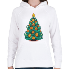 PRINTFASHION Ananászos karácsonyfa - Női kapucnis pulóver - Fehér
