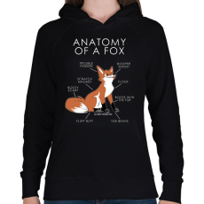 PRINTFASHION Anatomy of a fox - Női kapucnis pulóver - Fekete