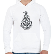 PRINTFASHION Anchor Drawing - Férfi kapucnis pulóver - Fehér