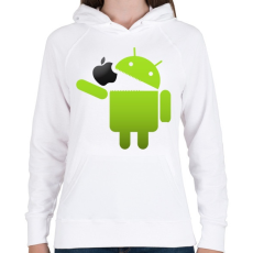 PRINTFASHION Android megeszi az almát - Női kapucnis pulóver - Fehér