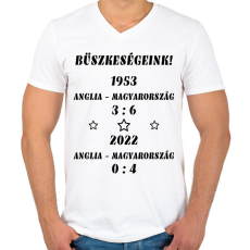 PRINTFASHION Anglia - Magyarország fekete - Férfi V-nyakú póló - Fehér