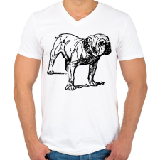 PRINTFASHION Angol buldog - English bulldog  - Férfi V-nyakú póló - Fehér férfi póló