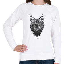 PRINTFASHION Angry bear with antlers - Női pulóver - Fehér női pulóver, kardigán
