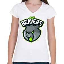 PRINTFASHION Angry Beavers - Női V-nyakú póló - Fehér női póló