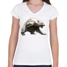 PRINTFASHION Angry Polar Bear - Női V-nyakú póló - Fehér női póló