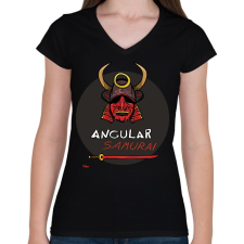 PRINTFASHION angular_szamuraj - Női V-nyakú póló - Fekete női póló