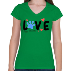 PRINTFASHION Animal love - Női V-nyakú póló - Zöld