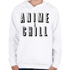 PRINTFASHION Anime & Chill - Gyerek kapucnis pulóver - Fehér gyerek pulóver, kardigán