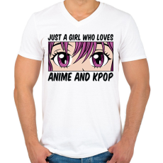 PRINTFASHION Anime és kpop - Férfi V-nyakú póló - Fehér